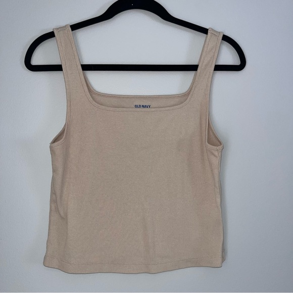 Old Navy Tops - Old Navy Cream Sleeveless Crop Fitted Tank Top